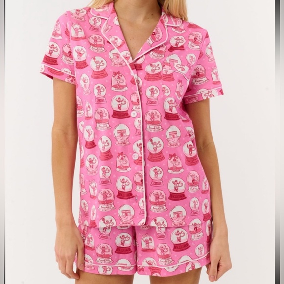 Roller Rabbit Pink and White city snow globe shorts and short sleeve pjs - Picture 5 of 5